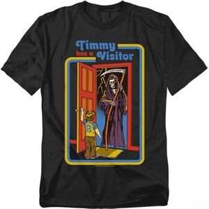 Steven Rhodes Timmy Has a Visitor Black Graphic Tee Size M